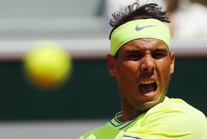 Nadal, durante el partido contra Maden en París.