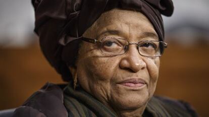 La presidenta de Libèria, Ellen Johnson Sirleaf, el 26 de febrer a Washington.