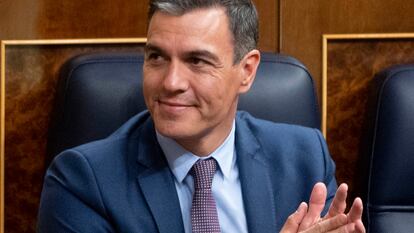 El presidente del Gobierno, Pedro Sánchez, durante la sesión extraordinaria del Congreso el pasado jueves.