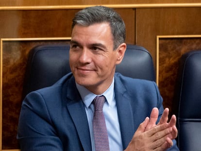 El presidente del Gobierno, Pedro Sánchez, durante la sesión extraordinaria del Congreso el pasado jueves.