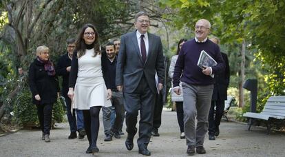 Ximo Puig, Mónica oltra y Antonio Montiel han firmado hoy la ampliacion del Pacto del Botánico.