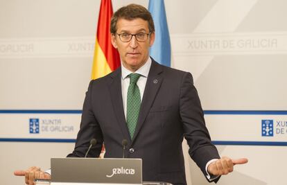 Feijóo, tras la reunión semanal de gobierno.
