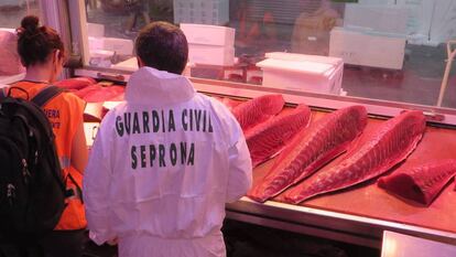 Inspección del Seprona en Mercamadrid el año pasado.