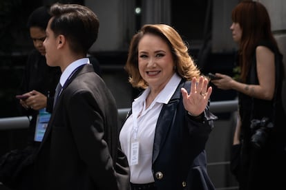 La ministra Yazmín Esquivel en el Tribunal Electoral del Poder Judicial de la Federación, en Ciudad de México, el 15 de agosto de 2024.