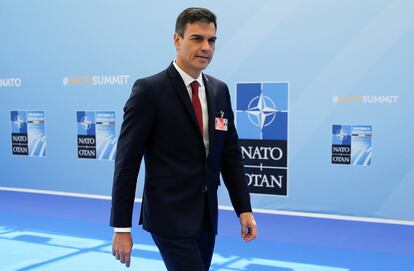 El presidente de España Pedro Sánchez llega a la Cumbre de la OTAN, el 11 de julio de 2018, en Bruselas.  
