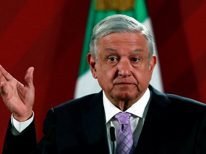 El presidente mexicano, Andrés Manuel López Obrador, en su comparecencia ante los medios de comunicación de este lunes.