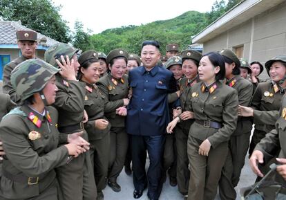 North Korean leader Kim Jong-un visits the Thrice Three-Revolution Red Flag Kamnamu Company under the Korean People's Army Unit 4302