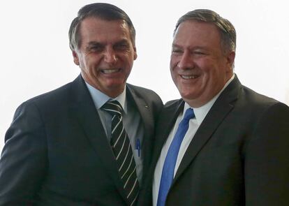 El presidente Bolsonaro con Pompeo, jefe de la diplomacia de EEUU.