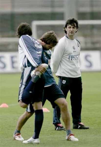 Bakero, ayer en el entrenamiento de la Real.