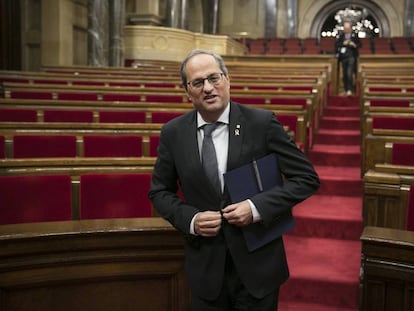 Quim Torra, presidente de la Generalitat, en el Parlamento de Cataluña.