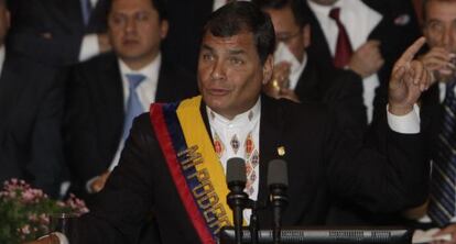 Rafael Correa, presidente do Equador, durante seu informe de governo.