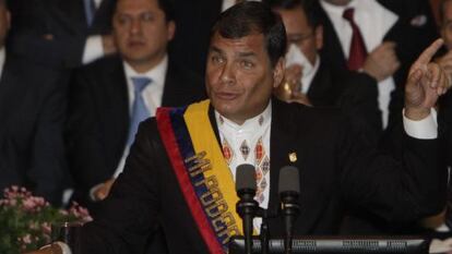 Rafael Correa, presidente do Equador, durante seu informe de governo.