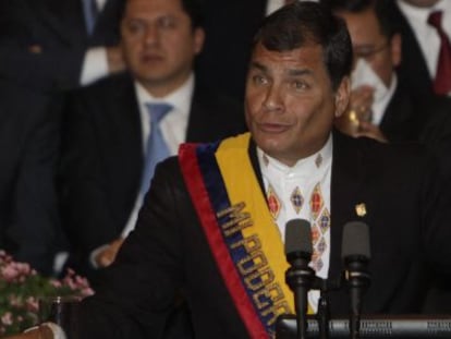 Rafael Correa, presidente de Ecuador, durante su informe de gobierno