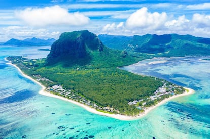 Vista aérea de la península de Le Morne Brabant, en la isla de Mauricio. 