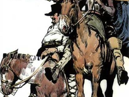 Acuarela de Don Quijote y Sancho Panza de Edward Hopper.