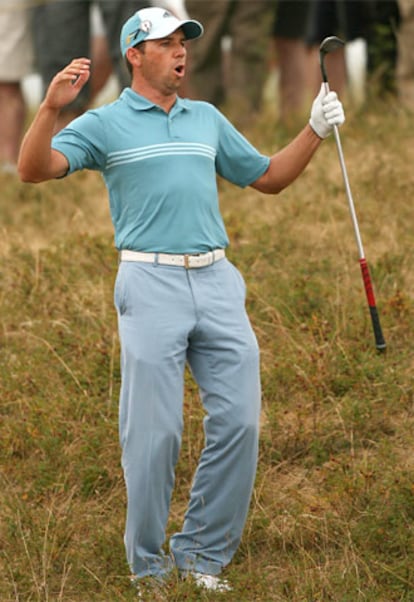 El golfista español, Sergio García, durante su actuación en la novena jornada del Open Británico.