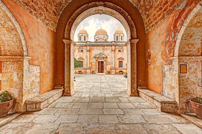 El monasterio de Agias Triada, del siglo XVII, en Creta (Grecia).