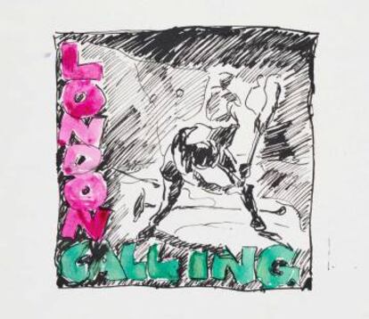 Esbozo de la portada de 'London Calling', de Ray Lowry.