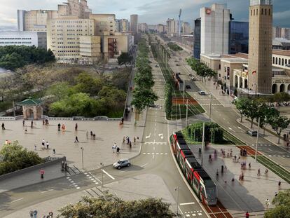 Proyección del futuro tranvía de Zaragoza.