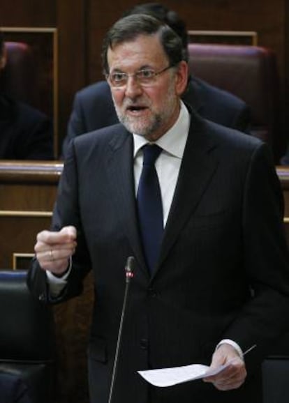 El presidente del gobierno, Mariano Rajoy, en la  sesión plenarioa de hoy en el Congreso.