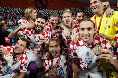 Celebración los jugadores croatas.