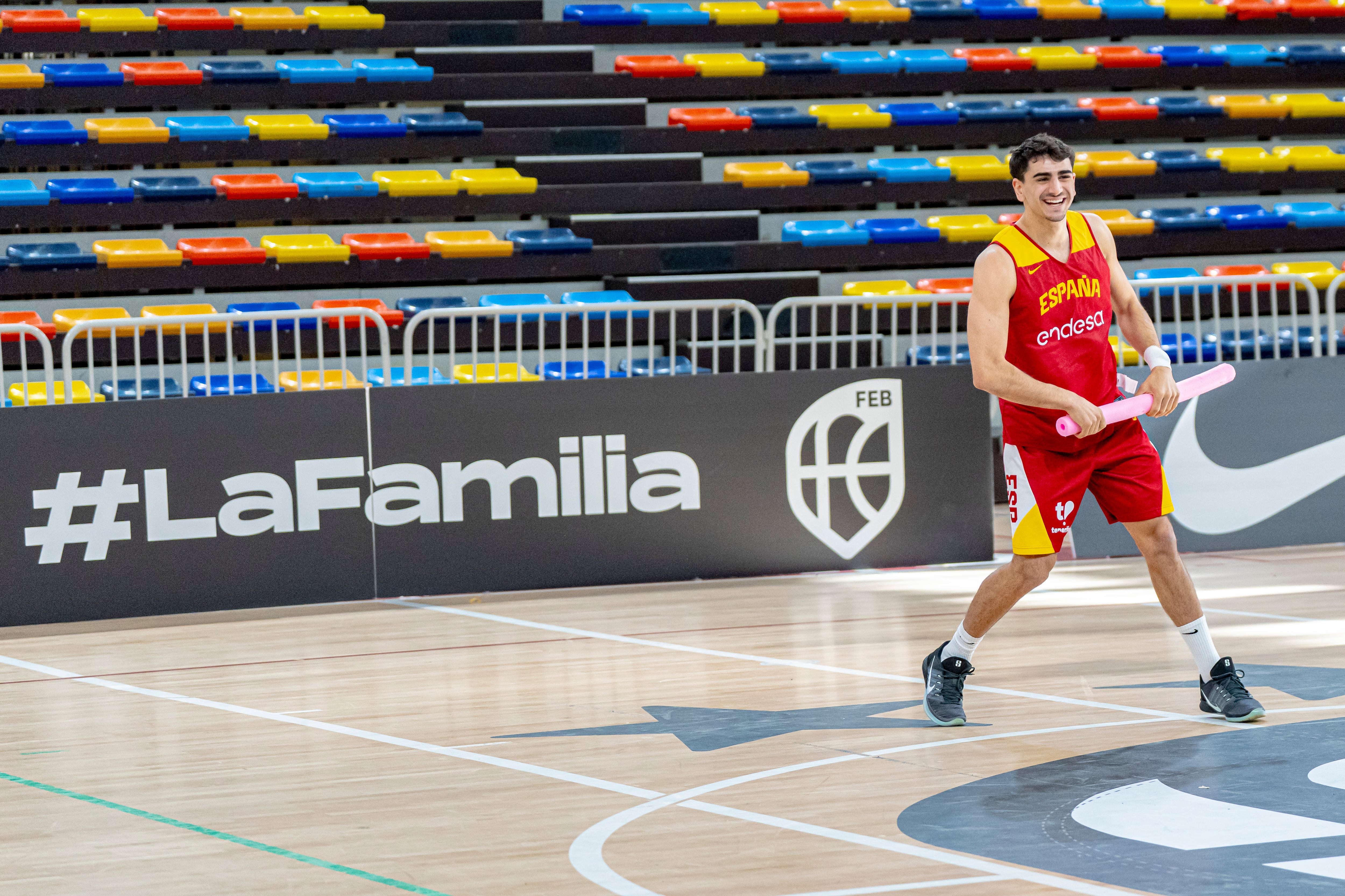 Álvaro Cárdenas, en un entrenamiento de la selección en Guadalajara, en una imagen de la FEB.