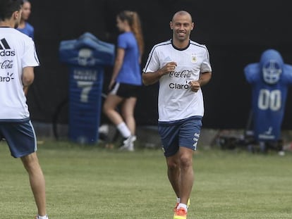 Mascherano, durante un entrenamiento con Argentina en San Jos&eacute;, California.