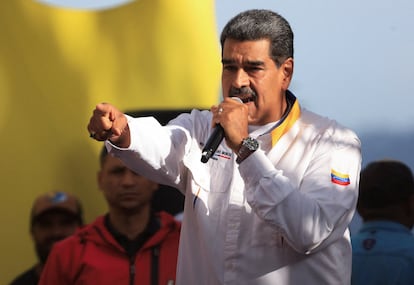 El presidente venezolano, Nicolás Maduro, se dirige a sus seguidores en una marcha en Caracas el sábado pasado.
