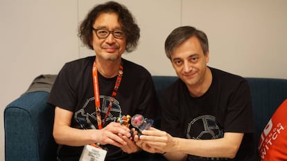 Yoshio Sakamoto (l), the creator of Metroid, with MercurySteam’s José Luis Márquez.