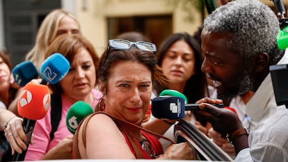 Leire Díez, este martes en sede del PSOE en la calle de Ferraz de Madrid.