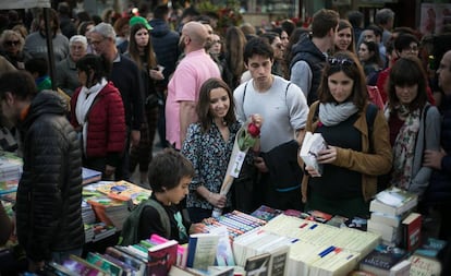 Parada de llibres per Sant Jordi.