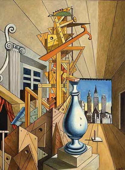 <i>Visione metafisica di New York</i> (1975), de De Chirico.