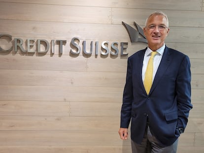 El presidente de Credit Suisse, Axel Lehmann, en la oficina del banco en Singapur, el pasado agosto.