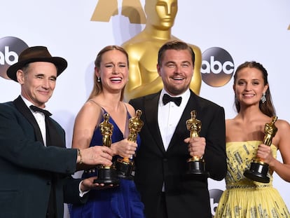 Mark Rylance, Brie Larson, Leonardo DiCaprio y Alicia Vikander.
