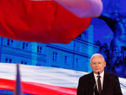 Jaroslaw Kaczynski, lider de Ley y Justicia, en un acto del partido el 2 de septiembre.