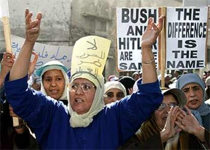 Manifestación contra la guerra en Casablanca unas dos semanas antes del inicio de la invasión de Irak.