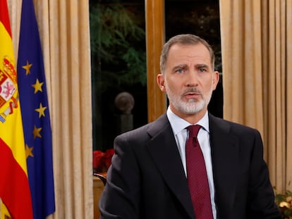 Felipe VI, durante el discurso de Nochebuena.