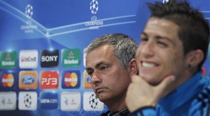 Mourinho y Cristiano, ayer en la rueda de prensa
