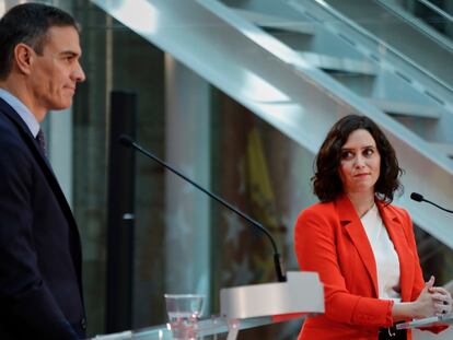 Pedro Sánchez e Isabel Díaz Ayuso, durante la rueda de prensa tras su reunión del pasado 21 de septiembre.