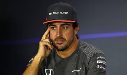 Alonso, durante la rueda de prensa en 