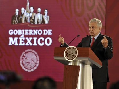 López Obrador en rueda de prensa este martes.