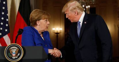 Ángela Merkel con Donald Trump