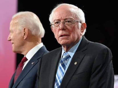 Los precandidatos demócratas Joe Biden y Bernie Sanders.