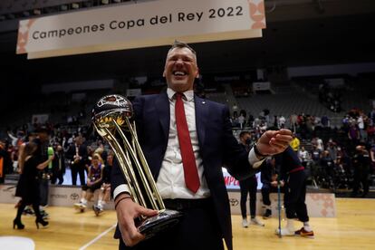 Sarunas Jasikevicius celebra la conquista de la Copa