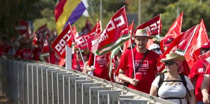 La marcha por el empleo, este lunes en Puerto Real.