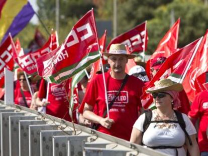 La marcha por el empleo, este lunes en Puerto Real.