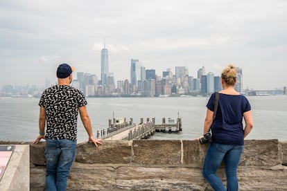 Vistas de Manhattan desde el pedestal de la estatua de la Libertad.