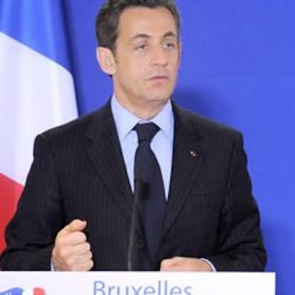 Nikolas Sarkozy tras la reunión de Bruselas