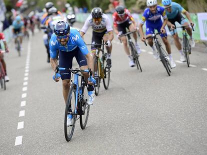 Sagan intenta responder a un ataque de Valverde, el domingo, en la Amstel Gold Race.