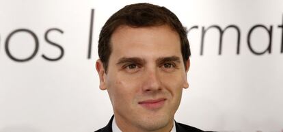 El presidente de Ciudadanos, Albert Rivera, momentos antes de su intervención en un desayuno informativo.